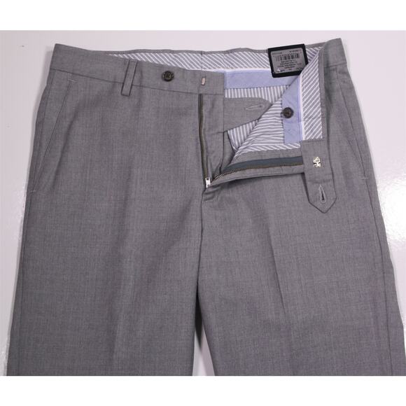 Berle Gray Wool Stretch Flat Front Dress Pants Trousers 34 x unhemmed New - Picture 5 of 9
